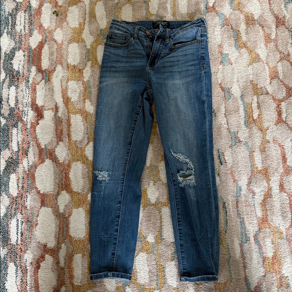 Judy Blue Dark Wash Distressed Skinny Jeans